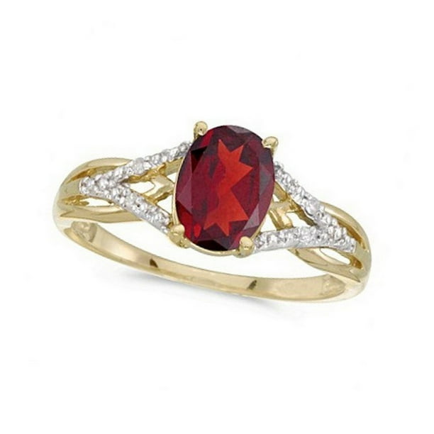0.48 Carat ctw 14k Gold Oval Red Garnet & Diamond Accent Anniversary Fashion Ring 0.48 Carat ctw 14k Gold Oval Red Garnet & Diamond Accent Anniversary Fashion Ring